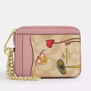 Coach Pink and Tan Floral Wallet